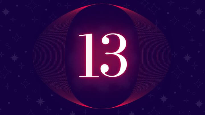 Número 13 com luz neon rosada de sombra