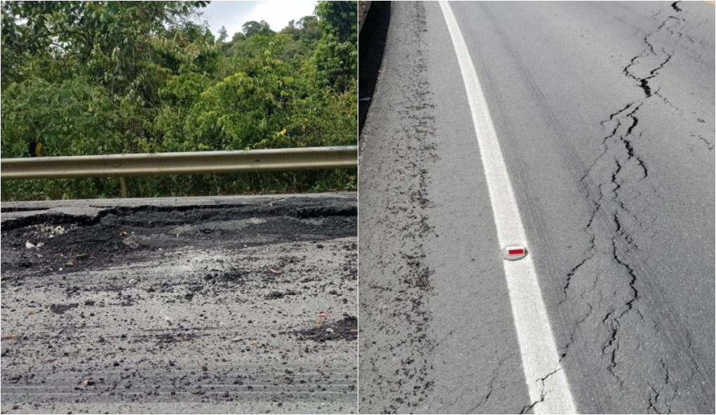 Rachaduras surgiram no asfalto desde o começo do mês