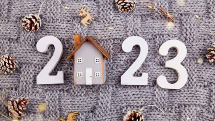 2023 decorado de natal no fundo cinza