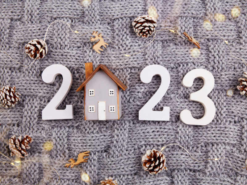 2023 decorado de natal no fundo cinza