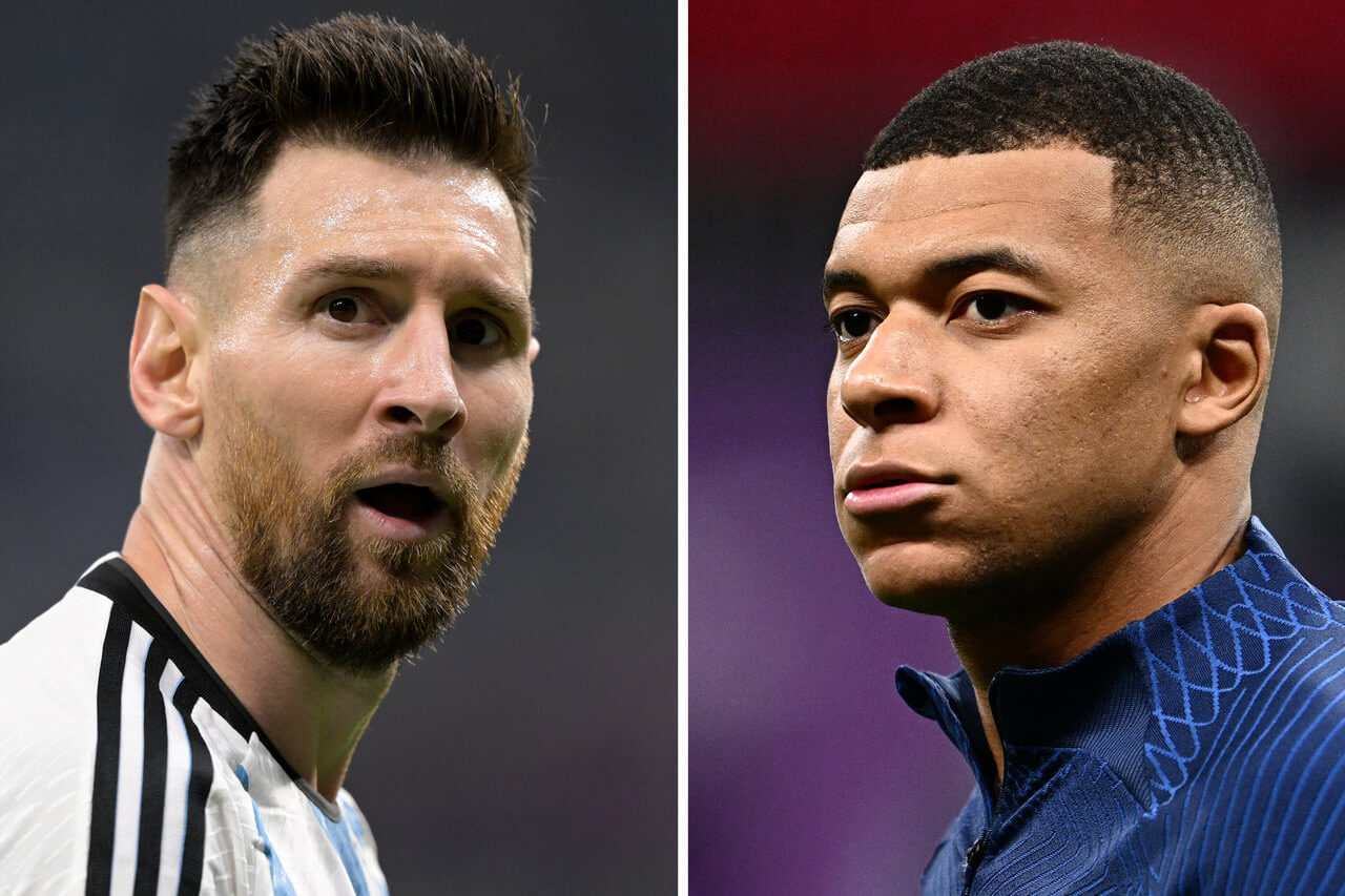Messi e Mbappé disputam a final no domingo (Foto: Juan Mabromata e Gabriel Bouys/AFP)