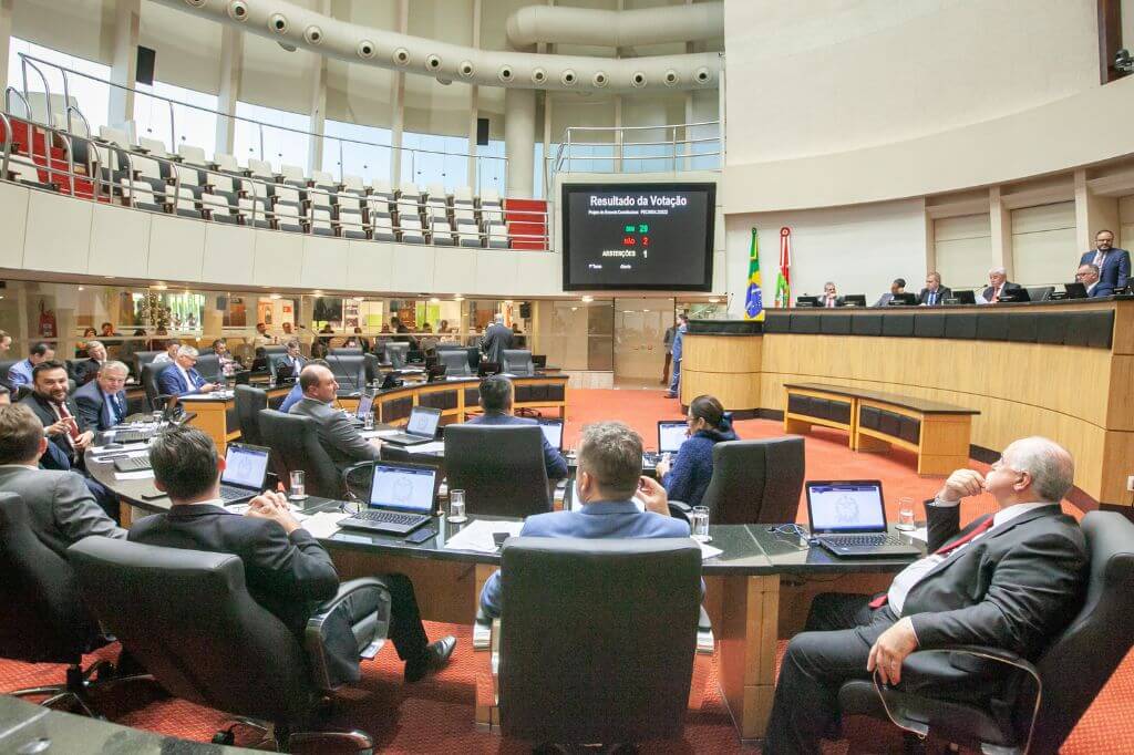 Deputados estaduais em sessão na Alesc