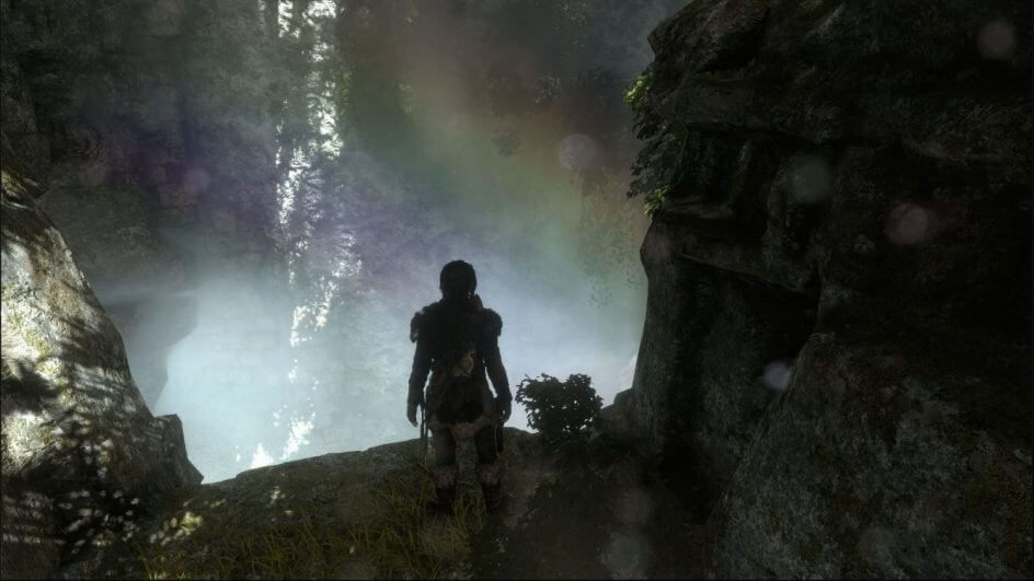 Lara Croft e arco-íris em Rise of the Tomb Raider
