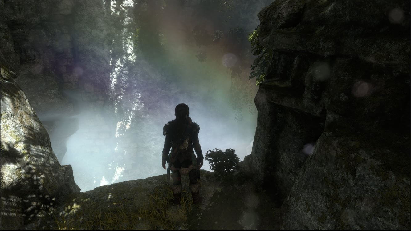 Lara Croft e arco-íris em Rise of the Tomb Raider