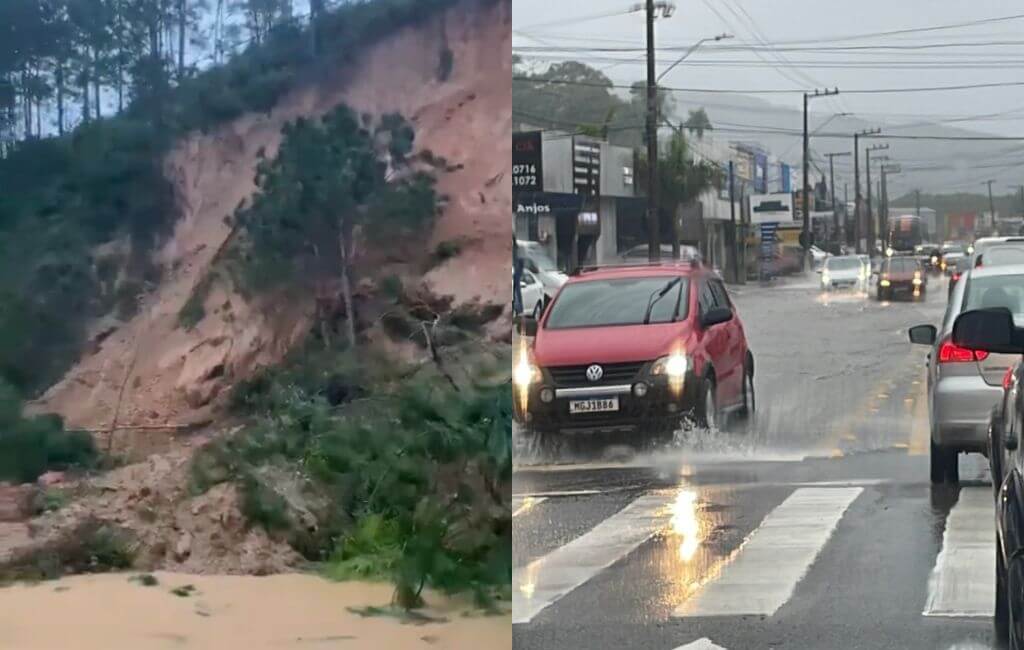 Rodovias são bloqueadas por alagamentos e deslizamentos