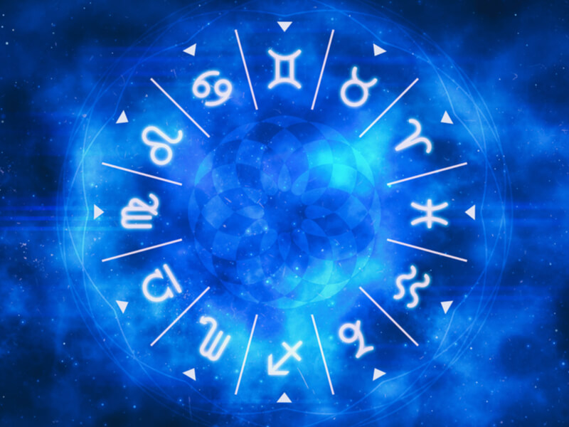 Ilustração de um circulo com os 12 signos do zodíaco