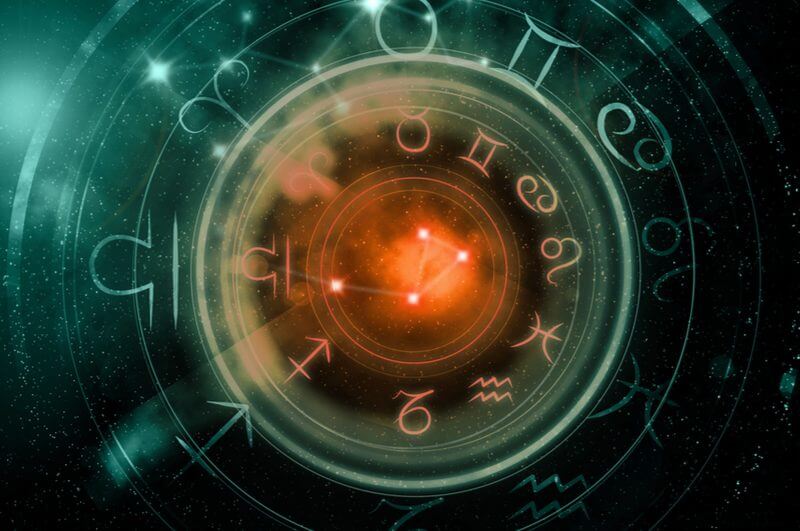 Ilustração de um circulo com os signos do zodiaco