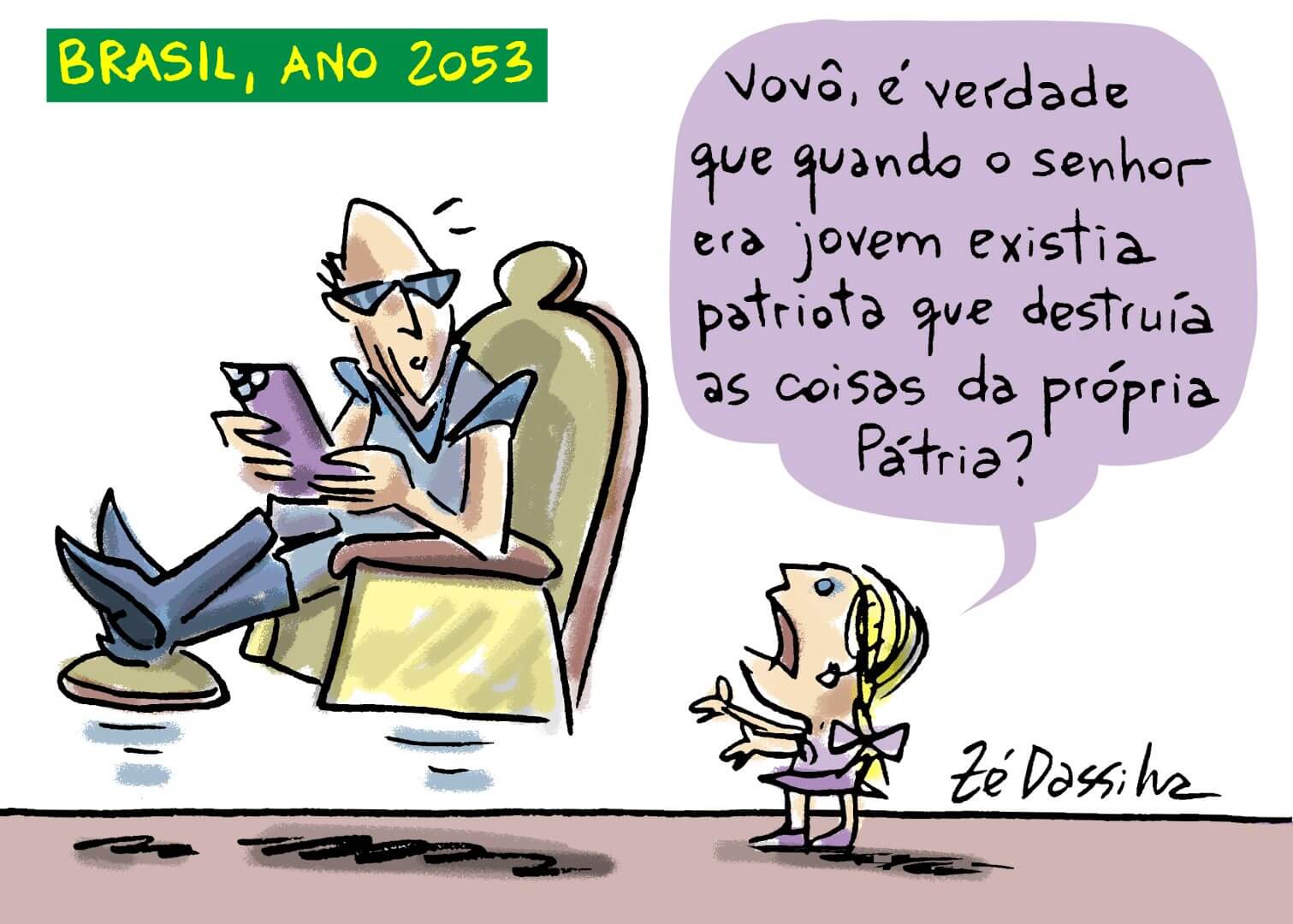 Charge do Zé Dassilva: Brasil, 2053