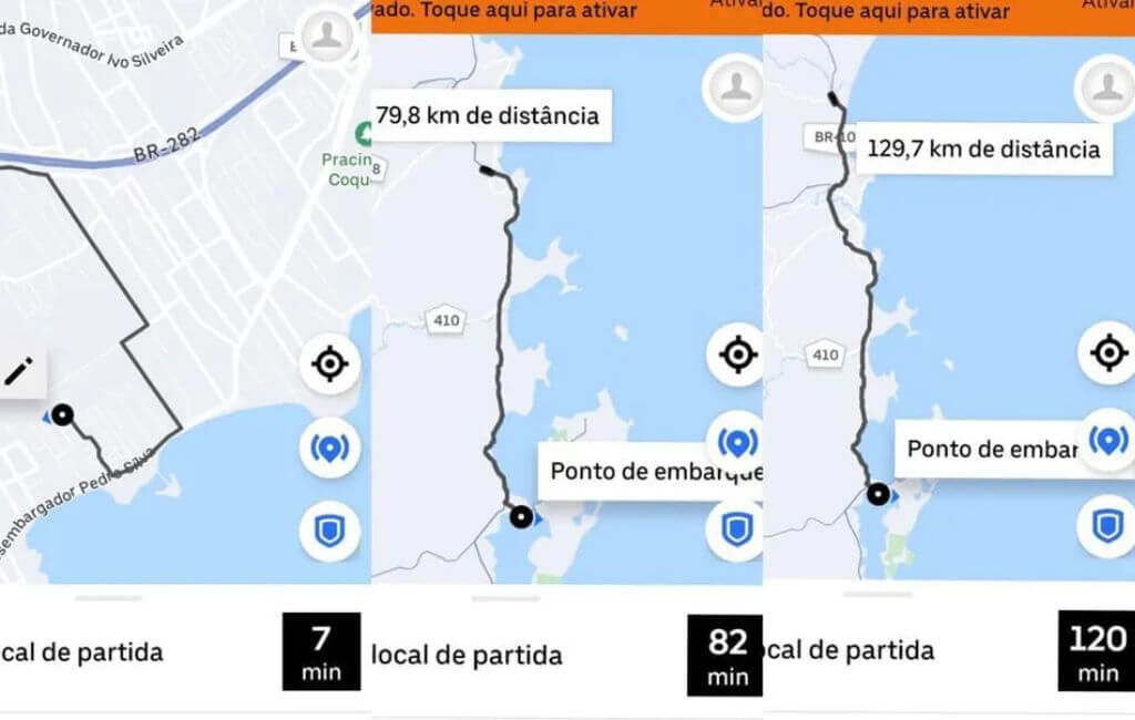 motorista de aplicativo faz caminho contrário