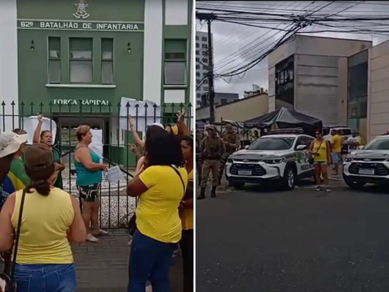 PM faz ação para desmobilizar bolsonaristas em frente ao batalhão em Joinville