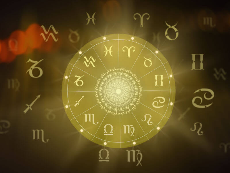 Mandala amarelo com os 12 signos