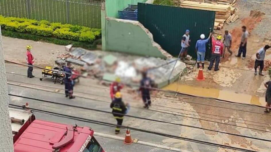 Trabalhador estava ao lado do muro quando houve o acidente