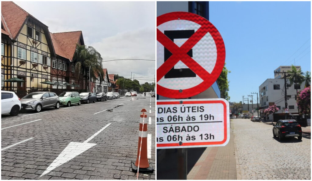 Vagas em frente à Vila Germânica e na rua do Teatro Carlos Gomes