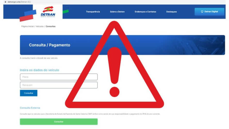 Alerta site falso