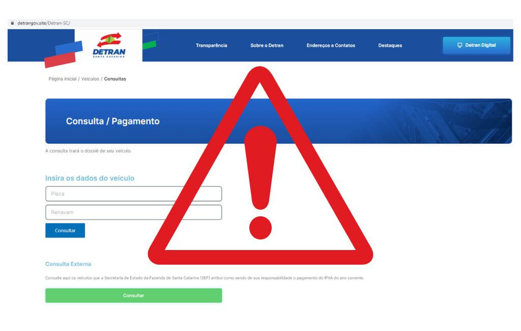 Alerta site falso