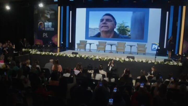 Bolsonaro participou remotamente do evento (Foto: PL/Reprodução)