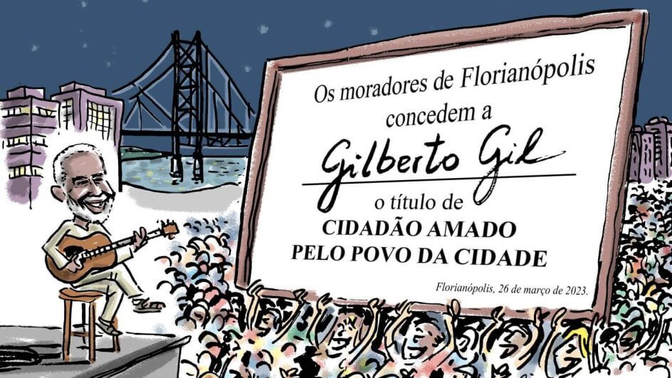 Gil, cidadão de Floripa na charge do Zé Dassilva
