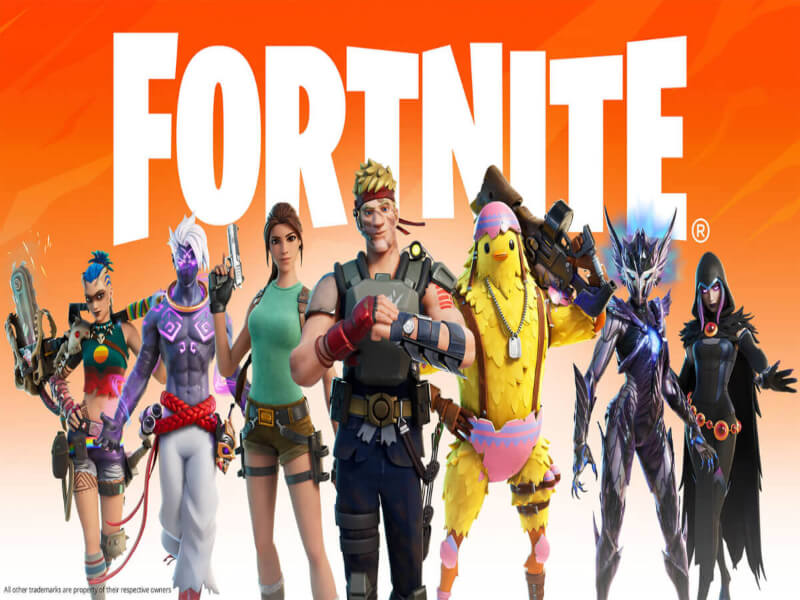 5 personagens do Fortinite, um ao lado do outro