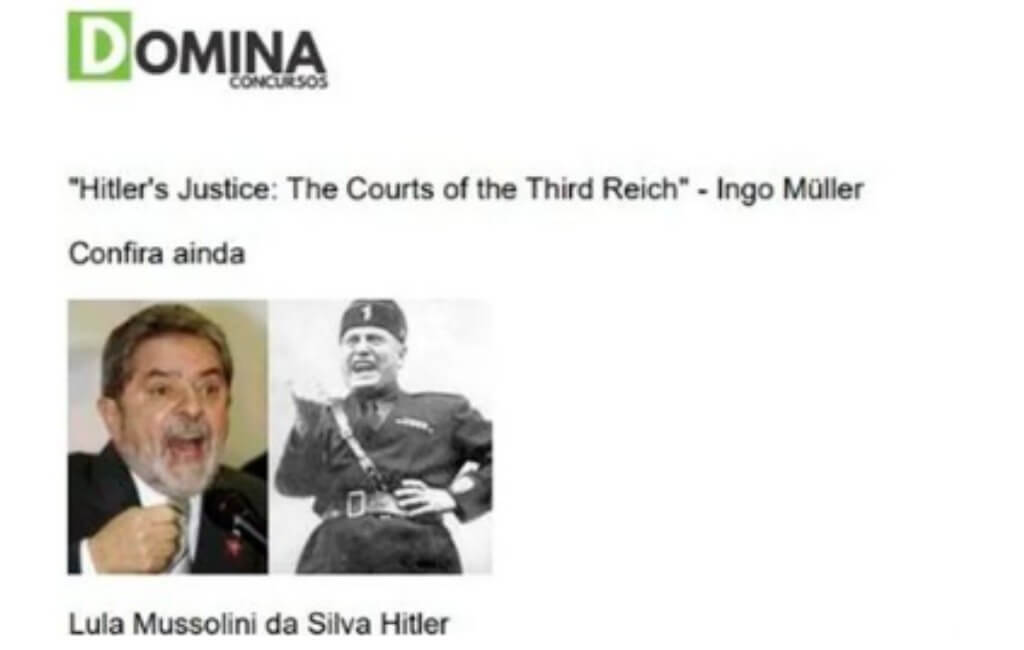 Apostila comparava Lula a Hitler e Mussolini (Foto: Reprodução)