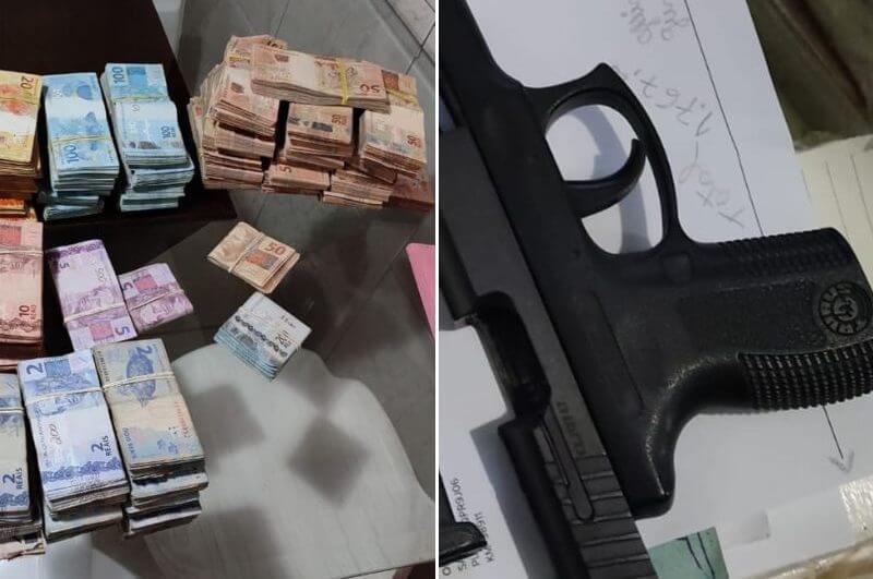 Foram apreendidos dinheiro, armas e drogas, além de bens sequestrados