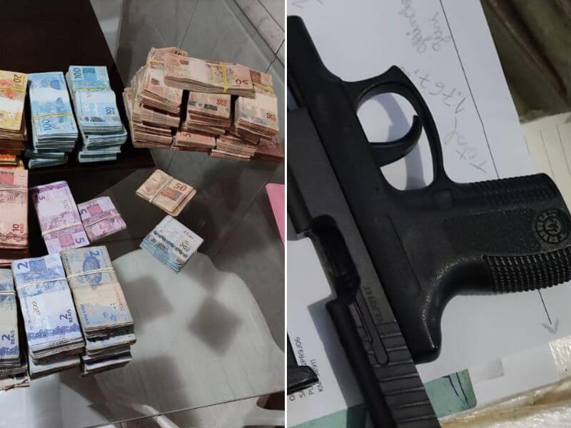Foram apreendidos dinheiro, armas e drogas, além de bens sequestrados