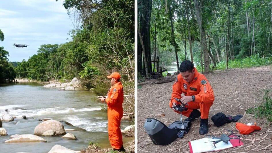 Bombeiros usam drones nas buscas por criança desaparecida
