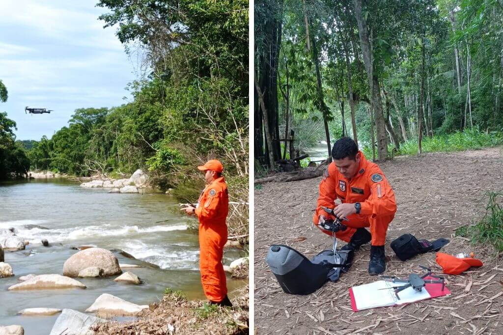 Bombeiros usam drones nas buscas por criança desaparecida