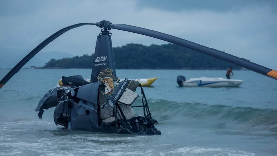 Helicóptero caiu na praia de Canasvieiras em janeiro de 2022