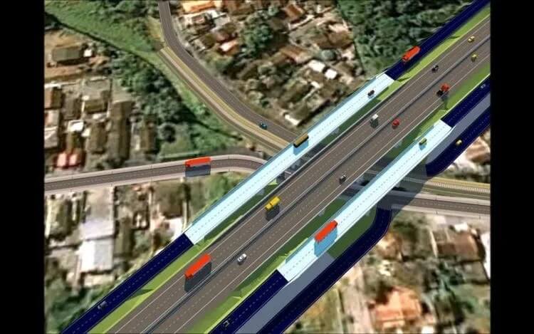 Proposta prevê viadutos nas vias laterais da BR-101, como no acesso ao elevado sobre o acesso ao Nova Brasília