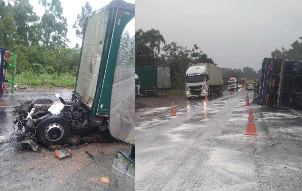 Acidente bloqueou a BR-470 na manhã desta sexta-feira