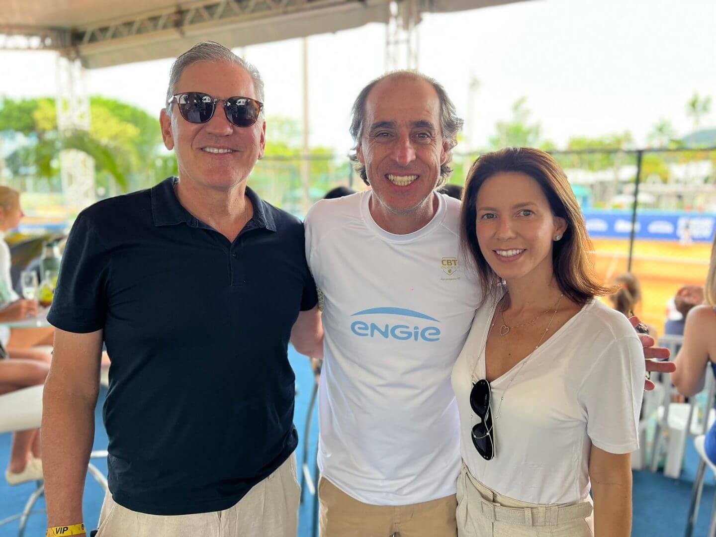 Eduardo Sattamini, CEO da ENGIE Brasil Energia, e Andréia Sattamini, anfitriões do ENGIE Open e da vinda de Fernando Meligeni a Florianópolis