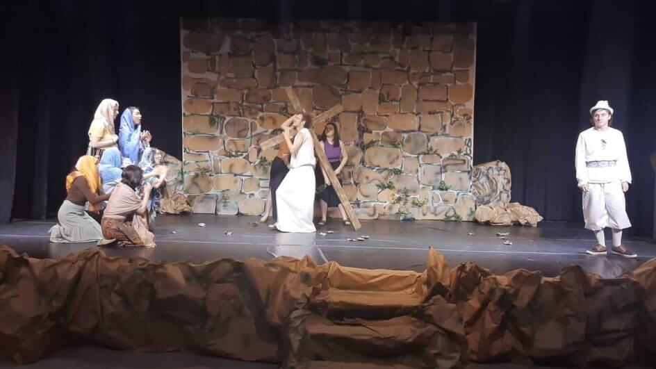 Registro feito durante o ensaio de “Jesus, o povo e o amor”