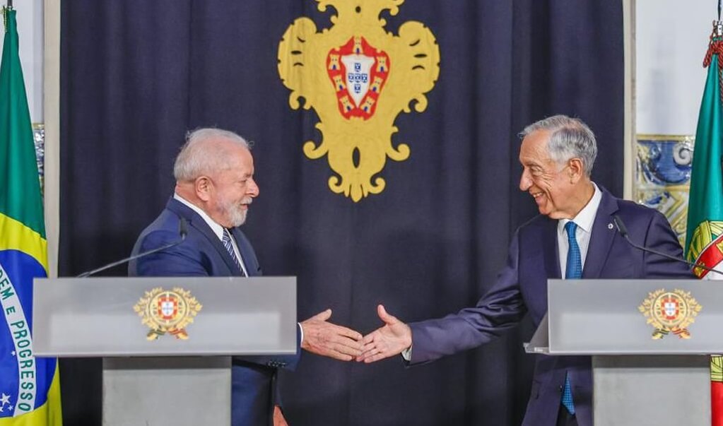 Lula cumprimenta presidente Portugal, Marcelo Rebelo de Sousa (Foto: Ricardo Stuckert, PR)