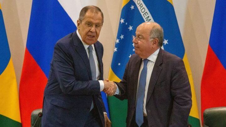 Ministros das Relações Exteriores do Brasil, Mauro Vieira, e da Rússia, Sergei Lavrov (Foto: Fabio Rodrigues-Pozzebom, Agência Brasil)