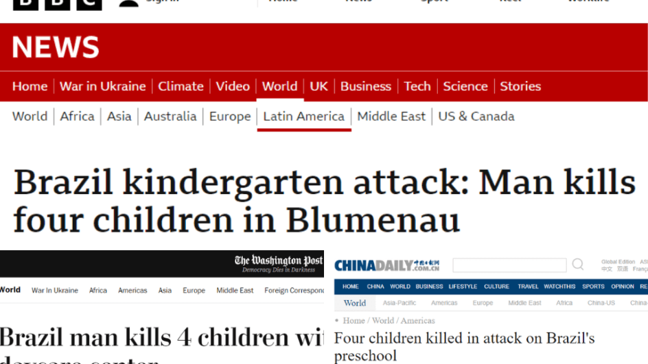 Ataque a creche em Blumenau na imprensa internacional