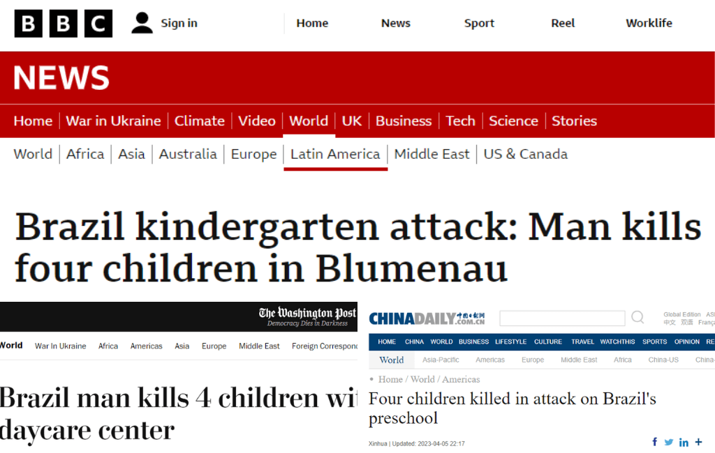 Ataque a creche em Blumenau na imprensa internacional