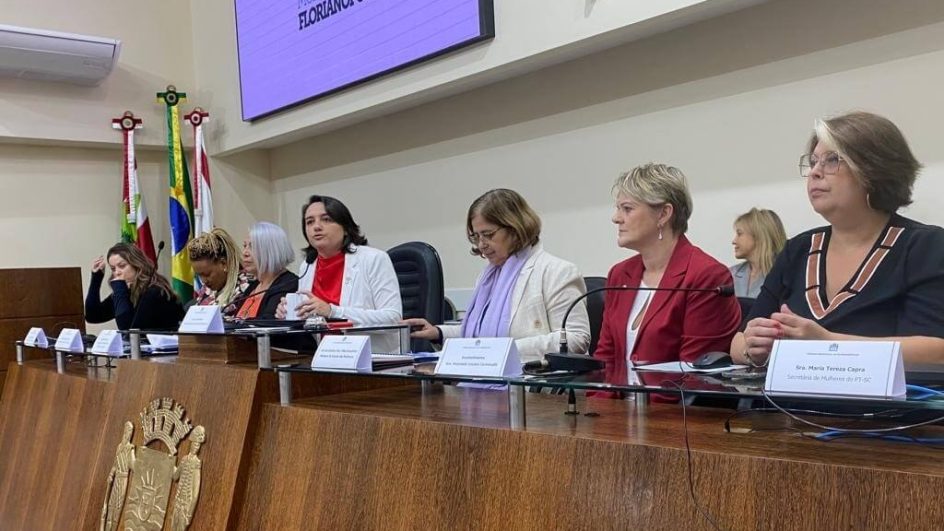 Ministra das Mulheres, Aparecida Gonçalves, a Cida, ouviu depoimentos na Câmara de Vereadores de Florianópolis sobre violência política de gênero (Foto: Gisele Federicce, Divulgação)