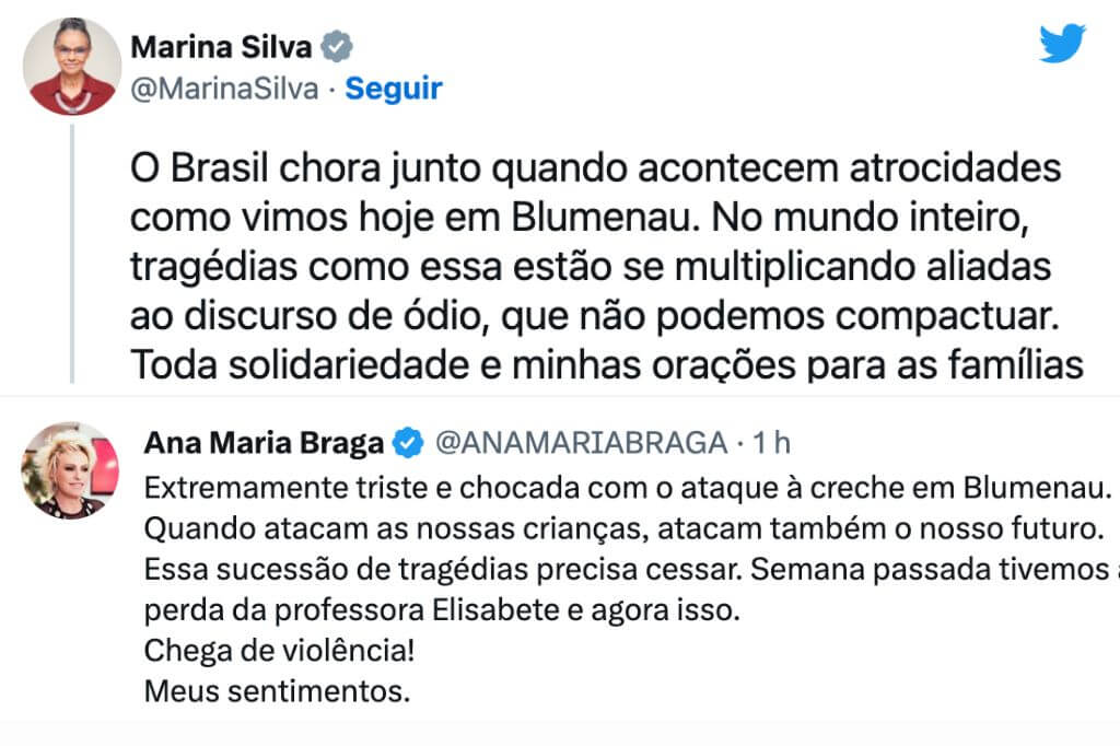 Políticos e famosos se pronunciaram no Twitter