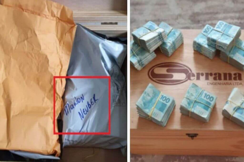 Investigação encontrou dinheiro em caixa com logotipo da Serrana durante prisões da Operação Mensageiro em Itapoá