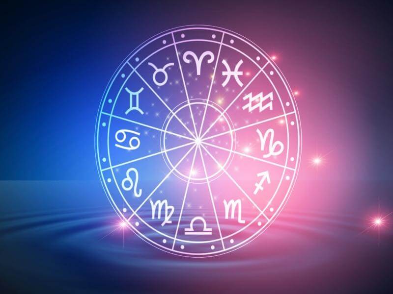 Ilustração de um círculo com os 12 signos do zodíaco