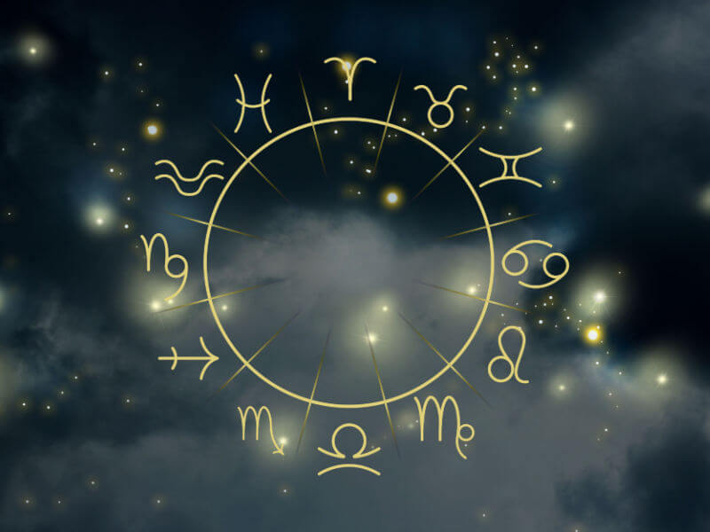 Círculo com os 12 signos do zodíaco