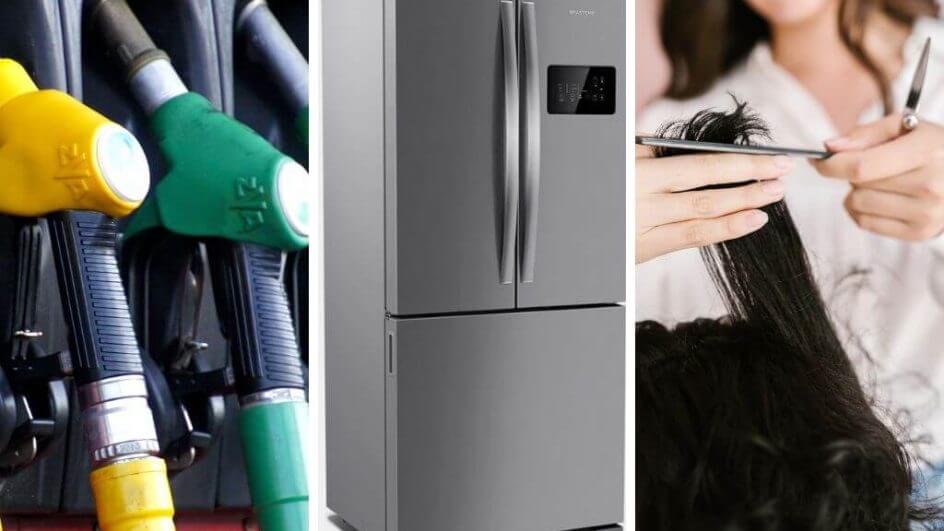 gasolina geladeira e corte de cabelo