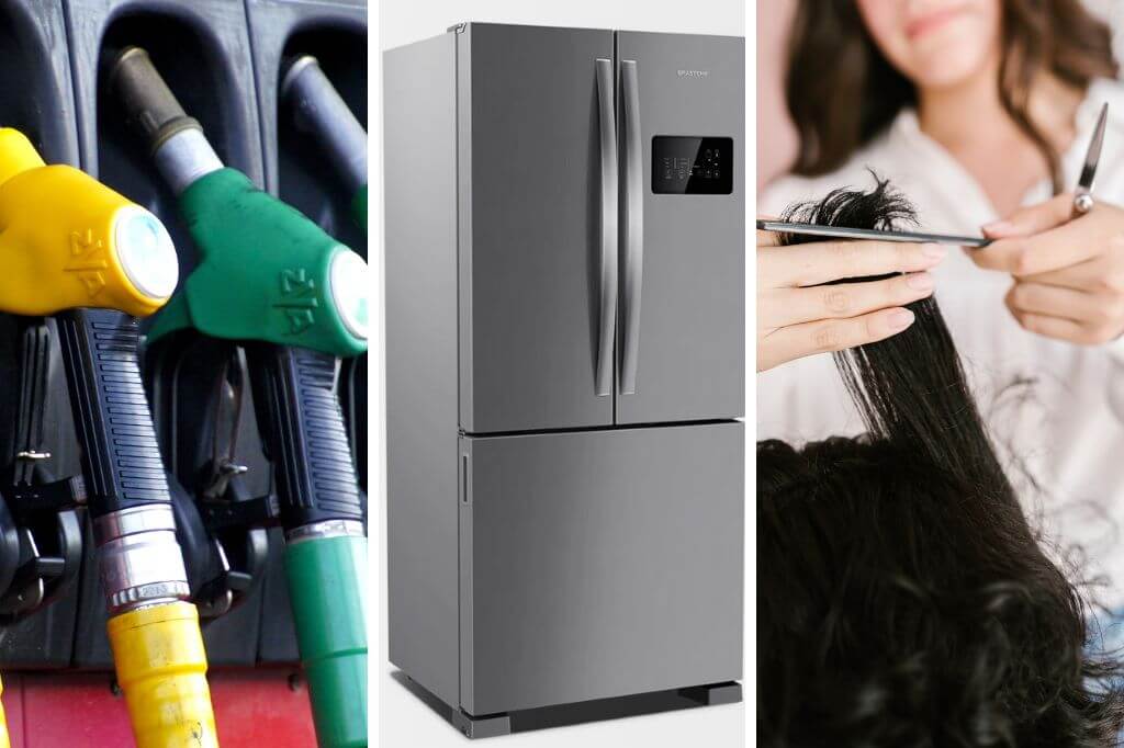 gasolina geladeira e corte de cabelo