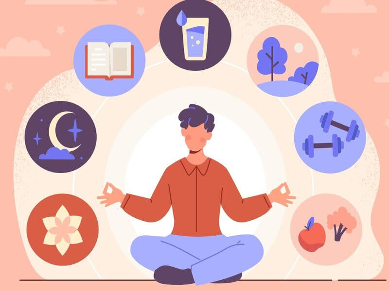 Ilustração de um homem meditando