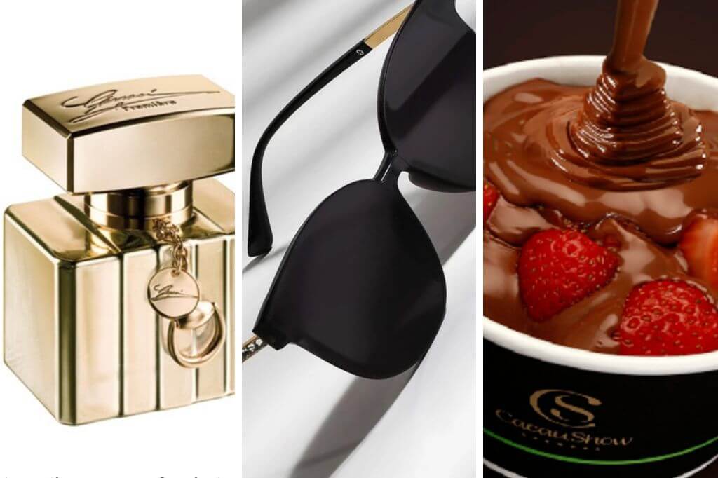 perfume óculos e fondue