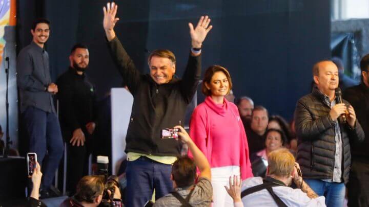 Jair e Michelle Bolsonaro participaram de evento em Florianópolis