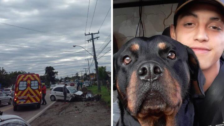 Kevin estava em uma moto que bateu de frente com um carro