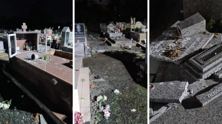 Túmulos de cemitério de Indaial ficaram destruídos