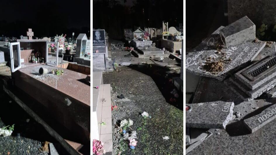 Túmulos de cemitério de Indaial ficaram destruídos