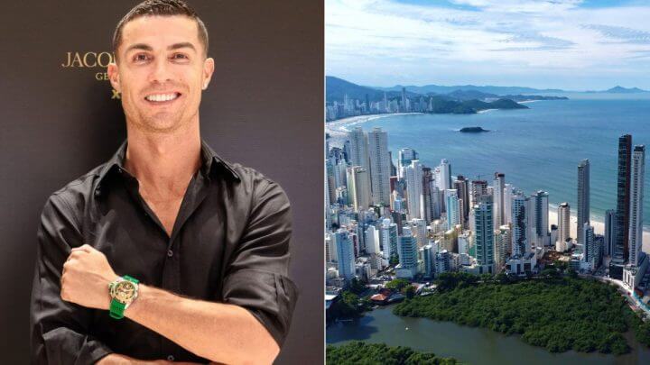 Cristiano Ronaldo tem investido em Balneário Camboriú (Foto: Redes sociais e Prefeitura de Balneário Camboriú)